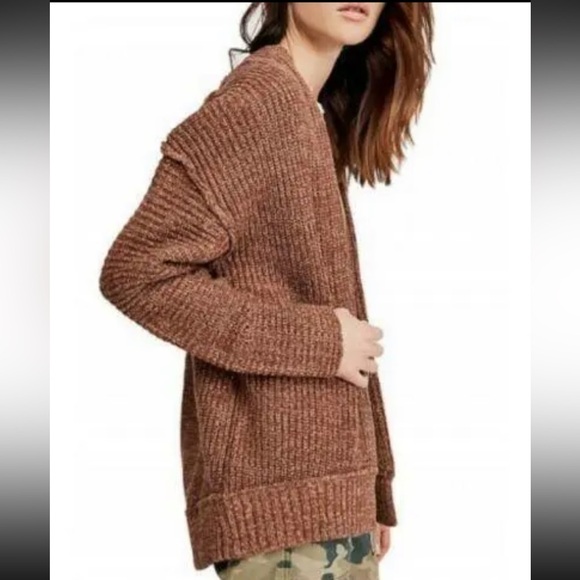 Free People Brown Combo Long Sleeve Open Cardigan - Picture 2 of 13